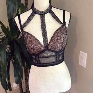 Victoria’s Secret Elegant Black Lace Harness Bralette